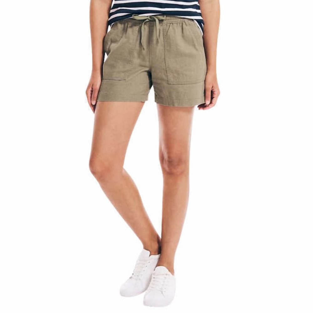 NWT Nautica Womens Linen Blend Pull-on Shorts Walking Biking Size Small $50 LLL1
